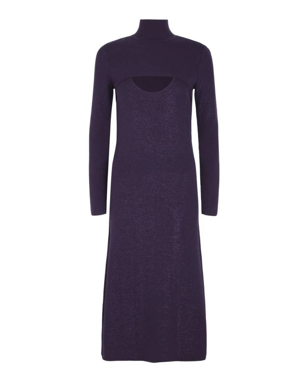 NEW SALVATORE FERRAGAMO women's lamé wool blend dress in purple